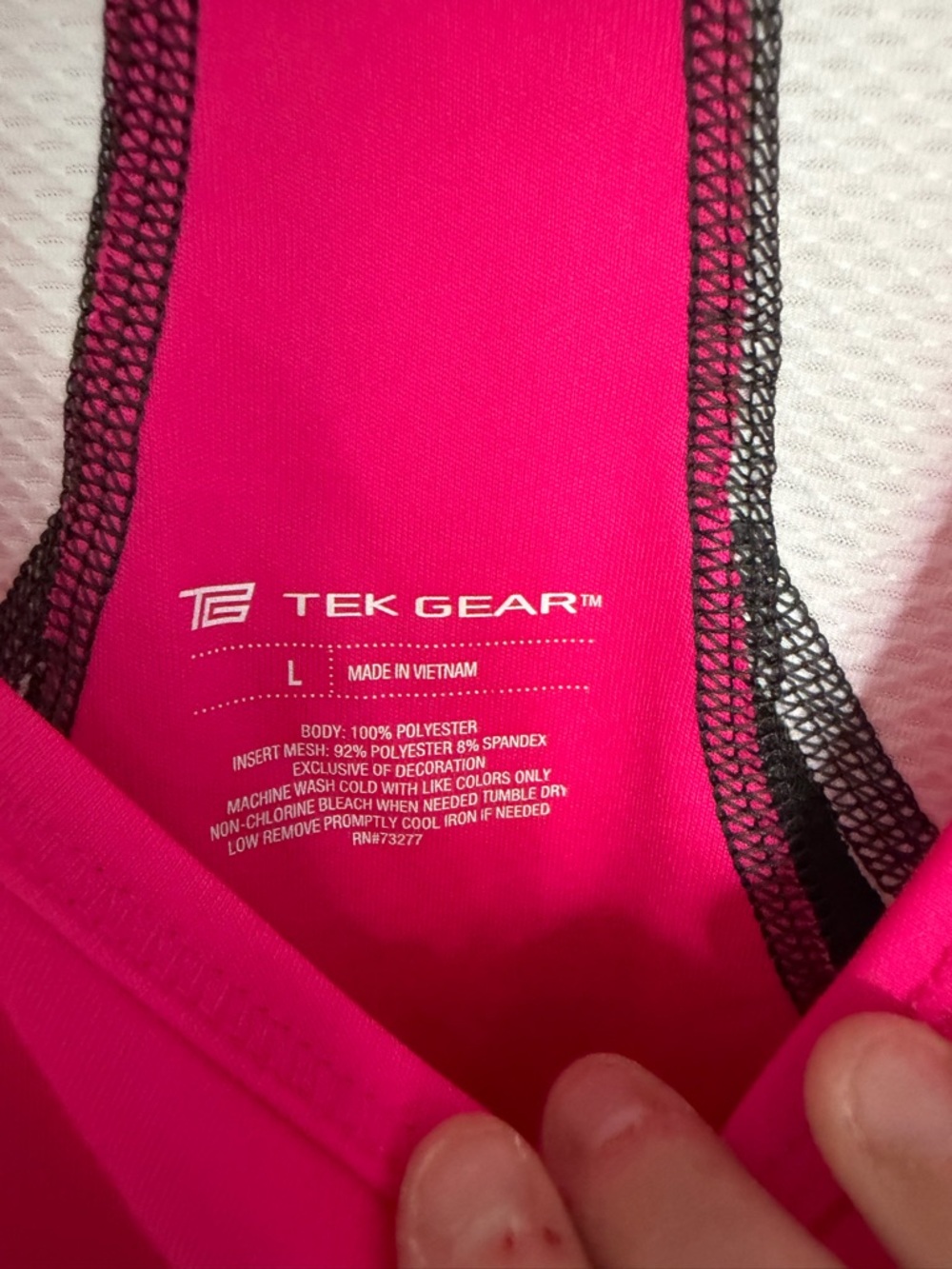 tek gear Hot Pink Performance Tank with White & Black Mesh Breathable Sides - Picture 3 of 5
